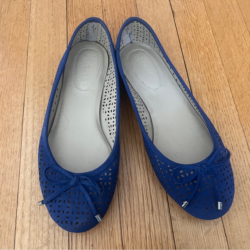 Royal Blue Nickels Ballet Flat Geometric Mesh Cut Summer Shows Sz 8M Cute Spring